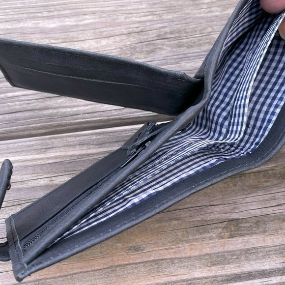 Card Holder Black Wallet Handmade Purse Bi Fold Genuine Leather Purse - Picture 10 of 12